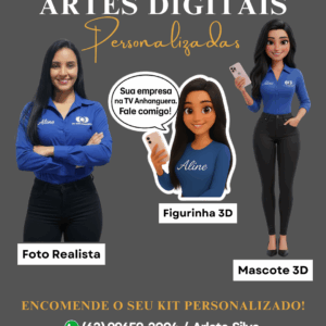 Artes Digitais Personalizadas – Foto Realista + Figurinha 3D + Mascote 3D