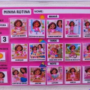 Rotina Visual Infantil – Menina Negra – PDF para Imprimir - (Tamanho A4)